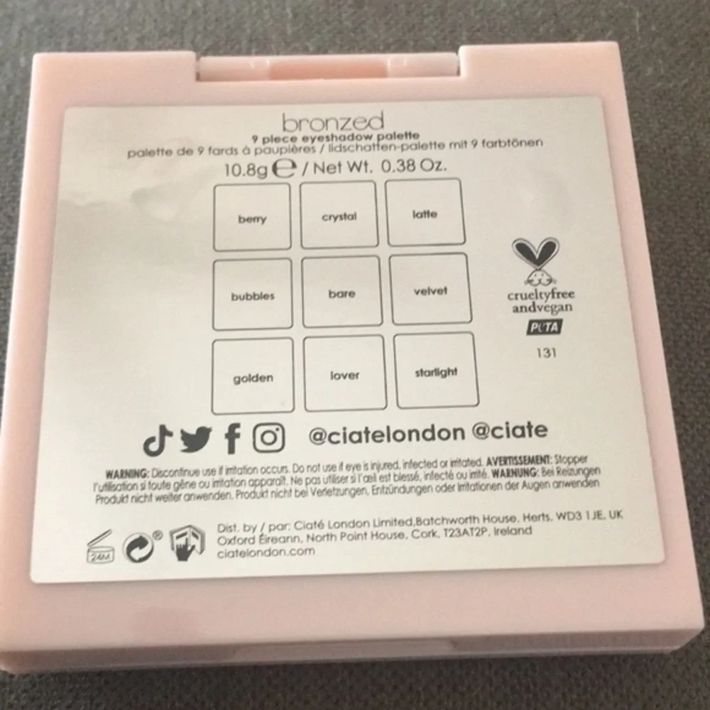 CIATE London bronzed 9 piece eyeshadow palette.‎